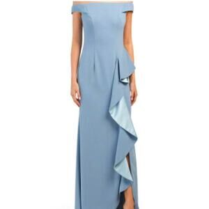 NEW Carmen Marc Valvo Maxi Dress Sz 2 Blue